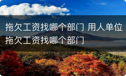 拖欠工资找哪个部门 用人单位拖欠工资找哪个部门