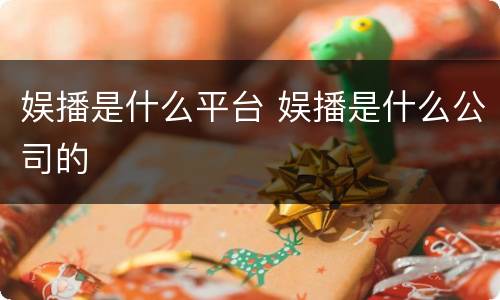 娱播是什么平台 娱播是什么公司的