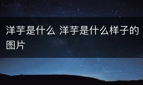 洋芋是什么 洋芋是什么样子的图片