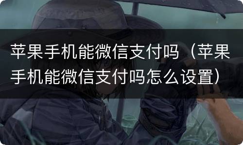 苹果手机能微信支付吗（苹果手机能微信支付吗怎么设置）