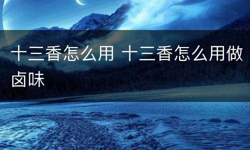 十三香怎么用 十三香怎么用做卤味