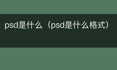psd是什么（psd是什么格式）