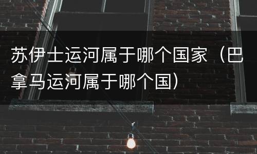 苏伊士运河属于哪个国家（巴拿马运河属于哪个国）