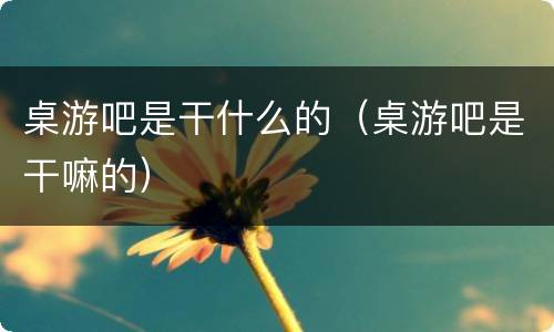 桌游吧是干什么的（桌游吧是干嘛的）