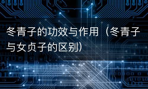 冬青子的功效与作用（冬青子与女贞子的区别）