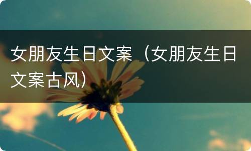 女朋友生日文案（女朋友生日文案古风）