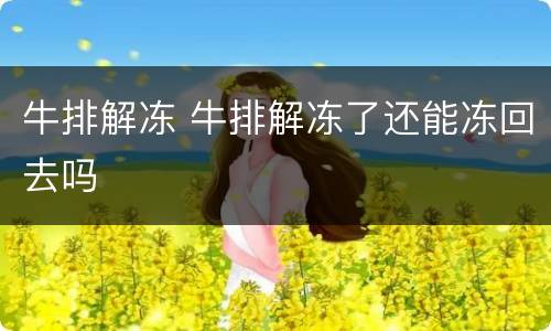牛排解冻 牛排解冻了还能冻回去吗