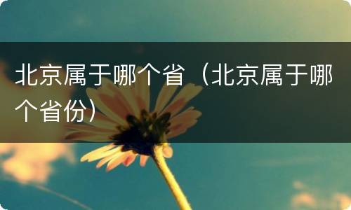 北京属于哪个省（北京属于哪个省份）