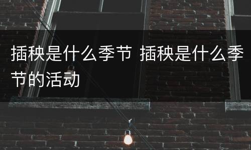插秧是什么季节 插秧是什么季节的活动
