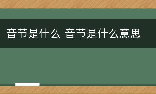 音节是什么 音节是什么意思