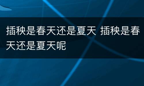 插秧是春天还是夏天 插秧是春天还是夏天呢