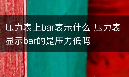 压力表上bar表示什么 压力表显示bar的是压力低吗