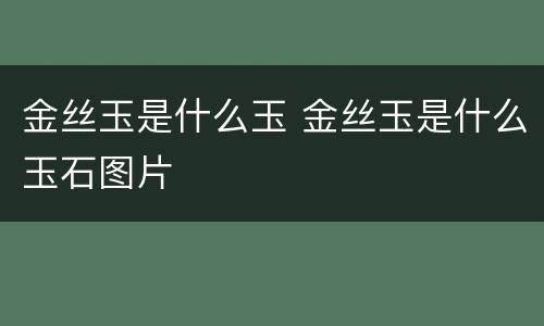 金丝玉是什么玉 金丝玉是什么玉石图片