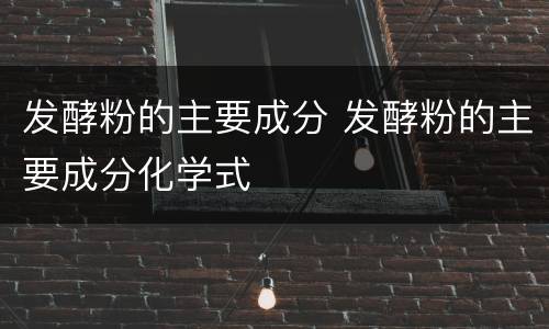 发酵粉的主要成分 发酵粉的主要成分化学式