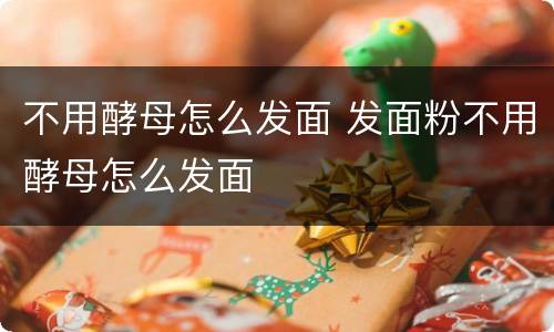 不用酵母怎么发面 发面粉不用酵母怎么发面
