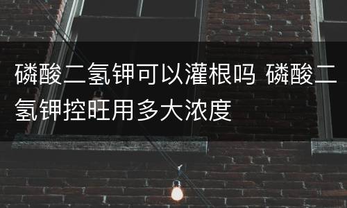 磷酸二氢钾可以灌根吗 磷酸二氢钾控旺用多大浓度