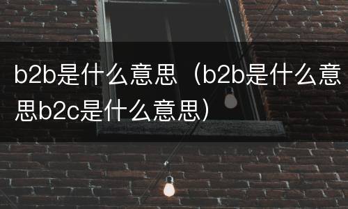 b2b是什么意思（b2b是什么意思b2c是什么意思）