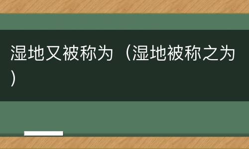 湿地又被称为（湿地被称之为）