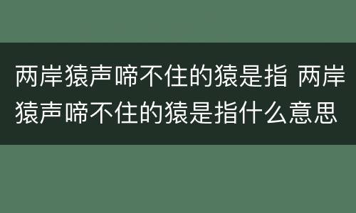 两岸猿声啼不住的猿是指 两岸猿声啼不住的猿是指什么意思