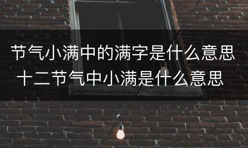 节气小满中的满字是什么意思 十二节气中小满是什么意思