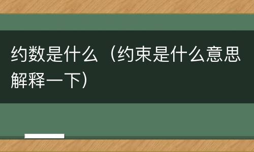 约数是什么（约束是什么意思解释一下）