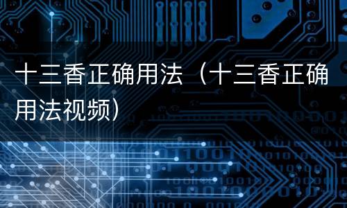 十三香正确用法（十三香正确用法视频）