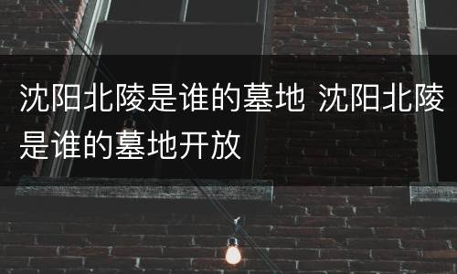 沈阳北陵是谁的墓地 沈阳北陵是谁的墓地开放