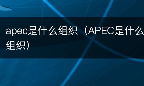 apec是什么组织（APEC是什么组织）