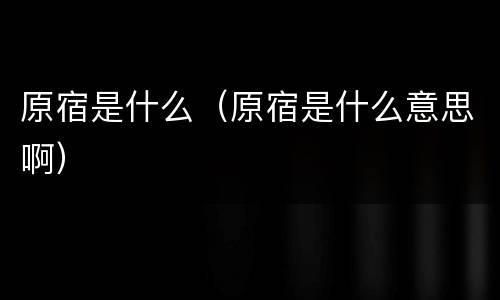 原宿是什么（原宿是什么意思啊）