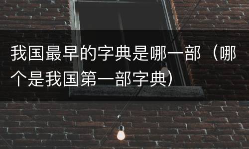 我国最早的字典是哪一部（哪个是我国第一部字典）
