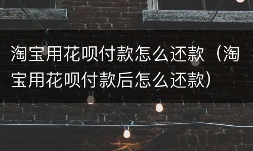 淘宝用花呗付款怎么还款（淘宝用花呗付款后怎么还款）