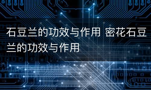 石豆兰的功效与作用 密花石豆兰的功效与作用