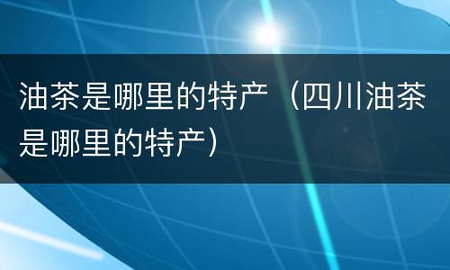 油茶是哪里的特产（四川油茶是哪里的特产）