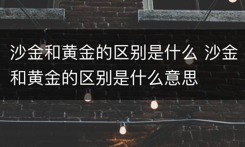 沙金和黄金的区别是什么 沙金和黄金的区别是什么意思