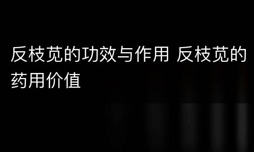 反枝苋的功效与作用 反枝苋的药用价值