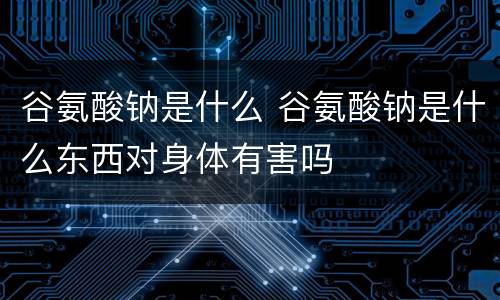 谷氨酸钠是什么 谷氨酸钠是什么东西对身体有害吗