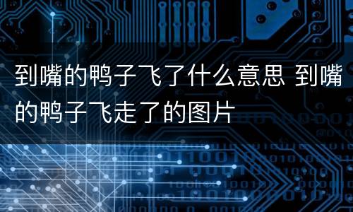到嘴的鸭子飞了什么意思 到嘴的鸭子飞走了的图片