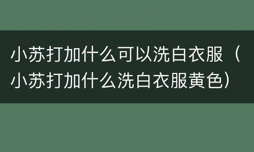小苏打加什么可以洗白衣服（小苏打加什么洗白衣服黄色）