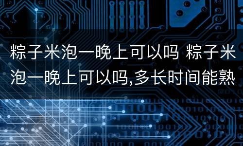 粽子米泡一晚上可以吗 粽子米泡一晚上可以吗,多长时间能熟