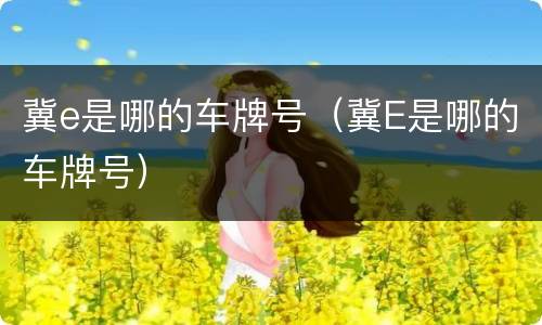 冀e是哪的车牌号（冀E是哪的车牌号）