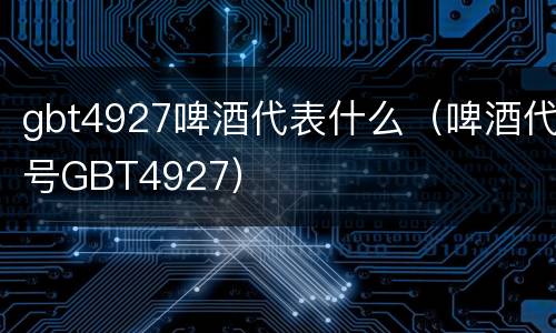 gbt4927啤酒代表什么（啤酒代号GBT4927）