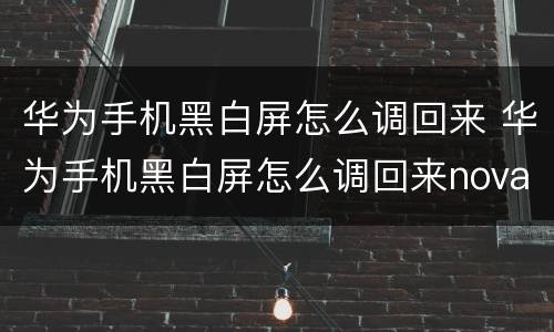 华为手机黑白屏怎么调回来 华为手机黑白屏怎么调回来nova7