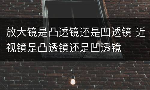 放大镜是凸透镜还是凹透镜 近视镜是凸透镜还是凹透镜