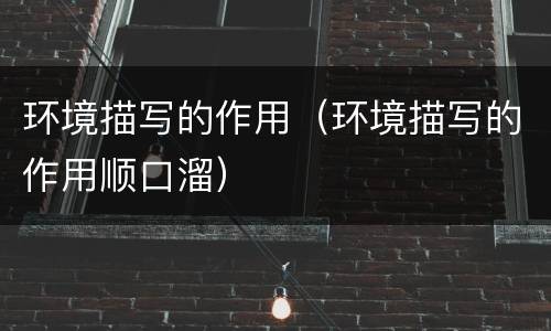 环境描写的作用（环境描写的作用顺口溜）