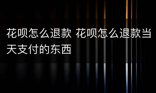 花呗怎么退款 花呗怎么退款当天支付的东西