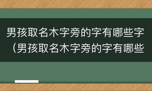 男孩取名木字旁的字有哪些字（男孩取名木字旁的字有哪些字好听）
