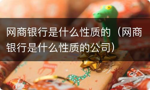 网商银行是什么性质的（网商银行是什么性质的公司）