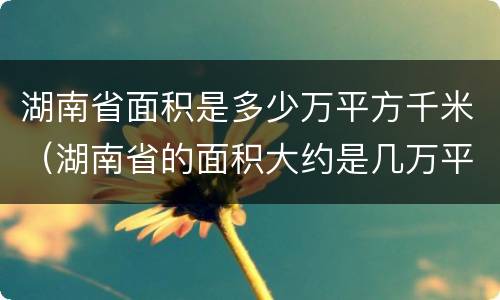 湖南省面积是多少万平方千米（湖南省的面积大约是几万平方千米）