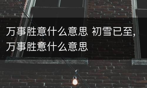 万事胜意什么意思 初雪已至,万事胜意什么意思