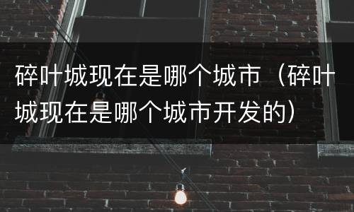 碎叶城现在是哪个城市（碎叶城现在是哪个城市开发的）